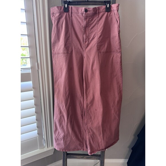 A.N.A Womens Pants Highest Rise Burnt Orange Coral Wide Leg Pants Sz 18 Stretch - Picture 1 of 11